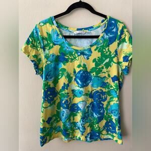 Isaac Mizrahi Live Women's Short Sleeve Floral Tops Size L